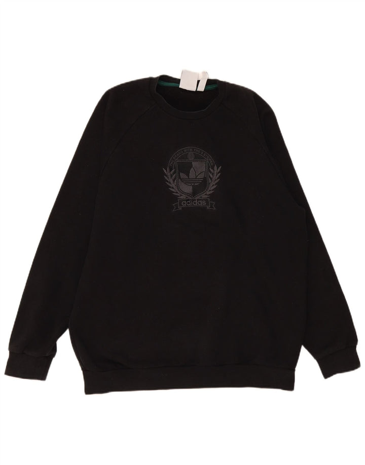 Adidas Sweat-shirt graphique pour homme en coton noir Taille L