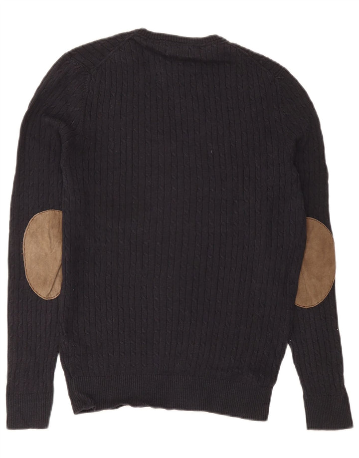Massimo Dutti Pull col V Homme Bleu Marine Moyen Coton