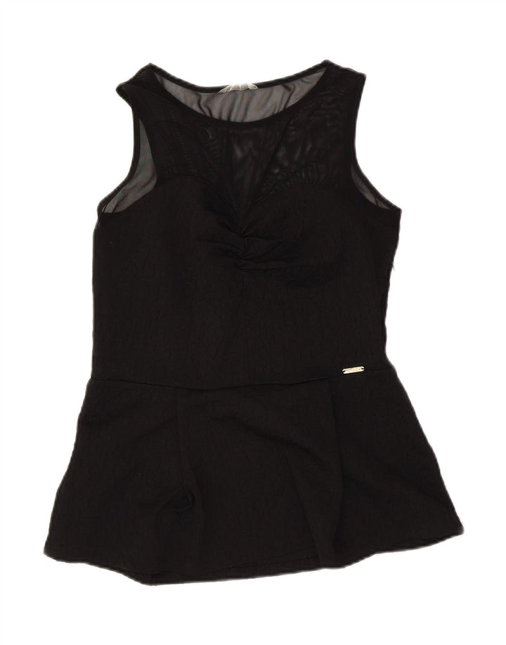 GUESS Womens Sleeveless Blouse Top UK 12 Medium Black Polyester
