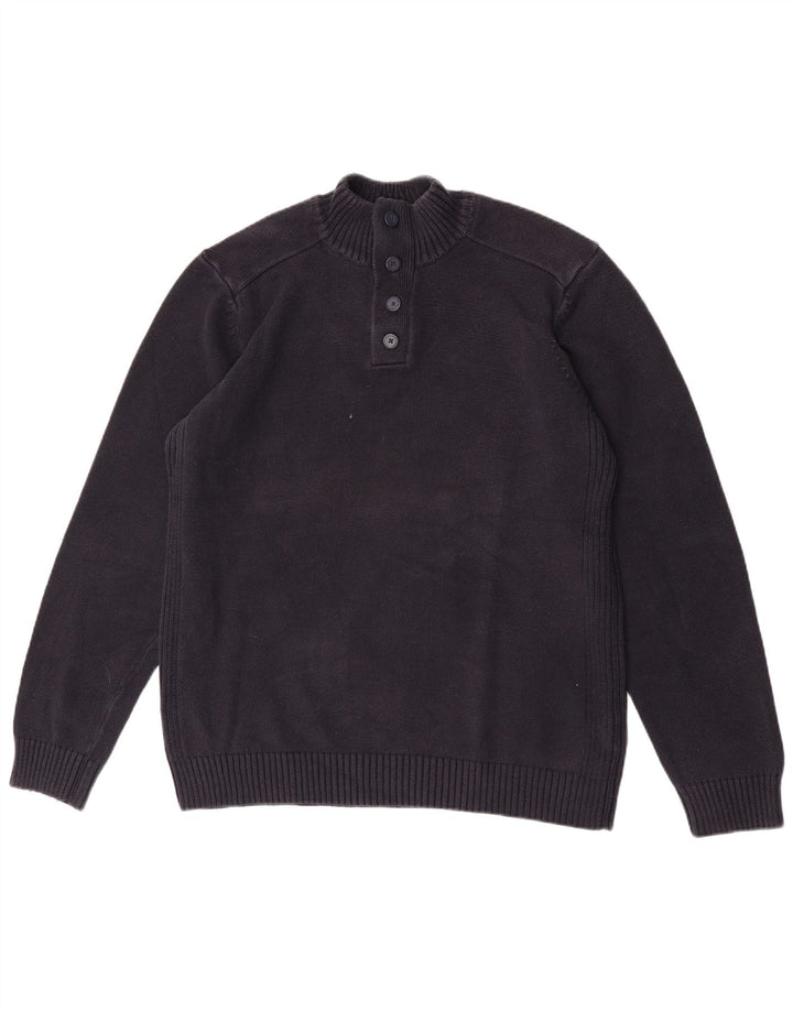 Marks & Spencer Pull à col boutonné pour homme Taille L Bleu marine