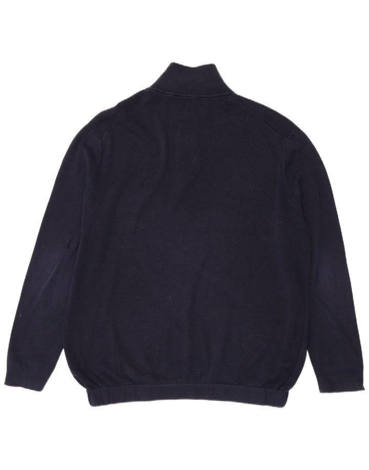 Zara Pull col zippé pour homme en coton bleu marine Large