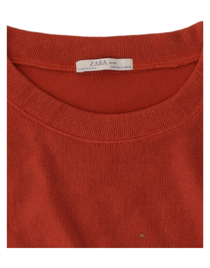 Zara Chemisier court surdimensionné à manches longues pour femme UK 10 Petit Orange
