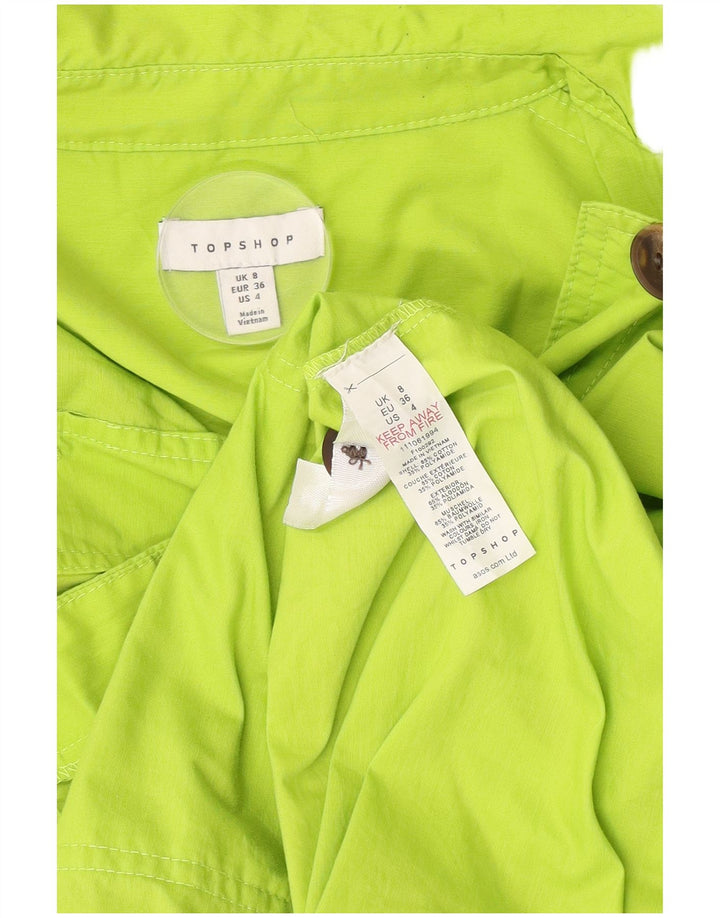 Topshop Veste Utility Oversize pour Femmes UK 8 Petit Vert Coton