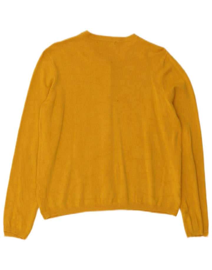 Zara Cardigan Femme Pull UK 12 Viscose Jaune Moyen
