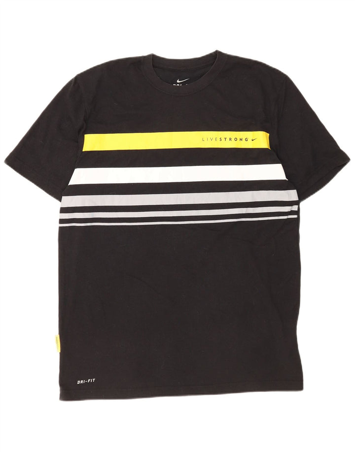 Nike Hommes Dri Fit T-Shirt Haut Large Noir Colorblock Polyester