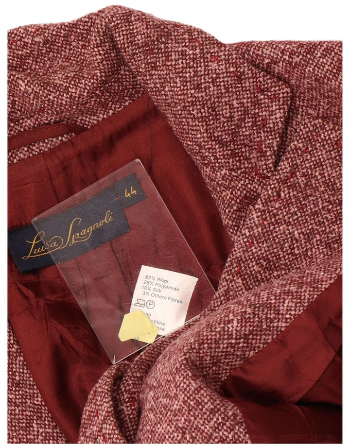 Luisa Spagnoli Veste Blazer 3 Boutons Femme IT 44 Laine Mouchetée Rouge Moyen