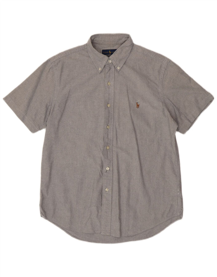 RALPH LAUREN Chemise à manches courtes pour homme, coupe classique, gris moyen, en coton