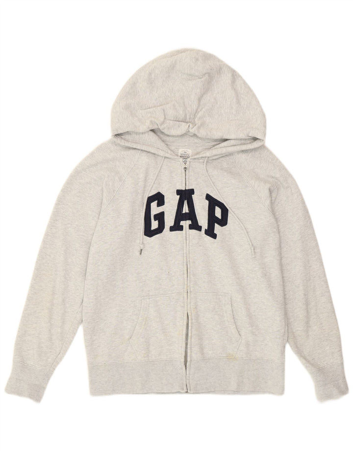 Gap Pull à capuche zippé graphique pour femme, grand coton gris