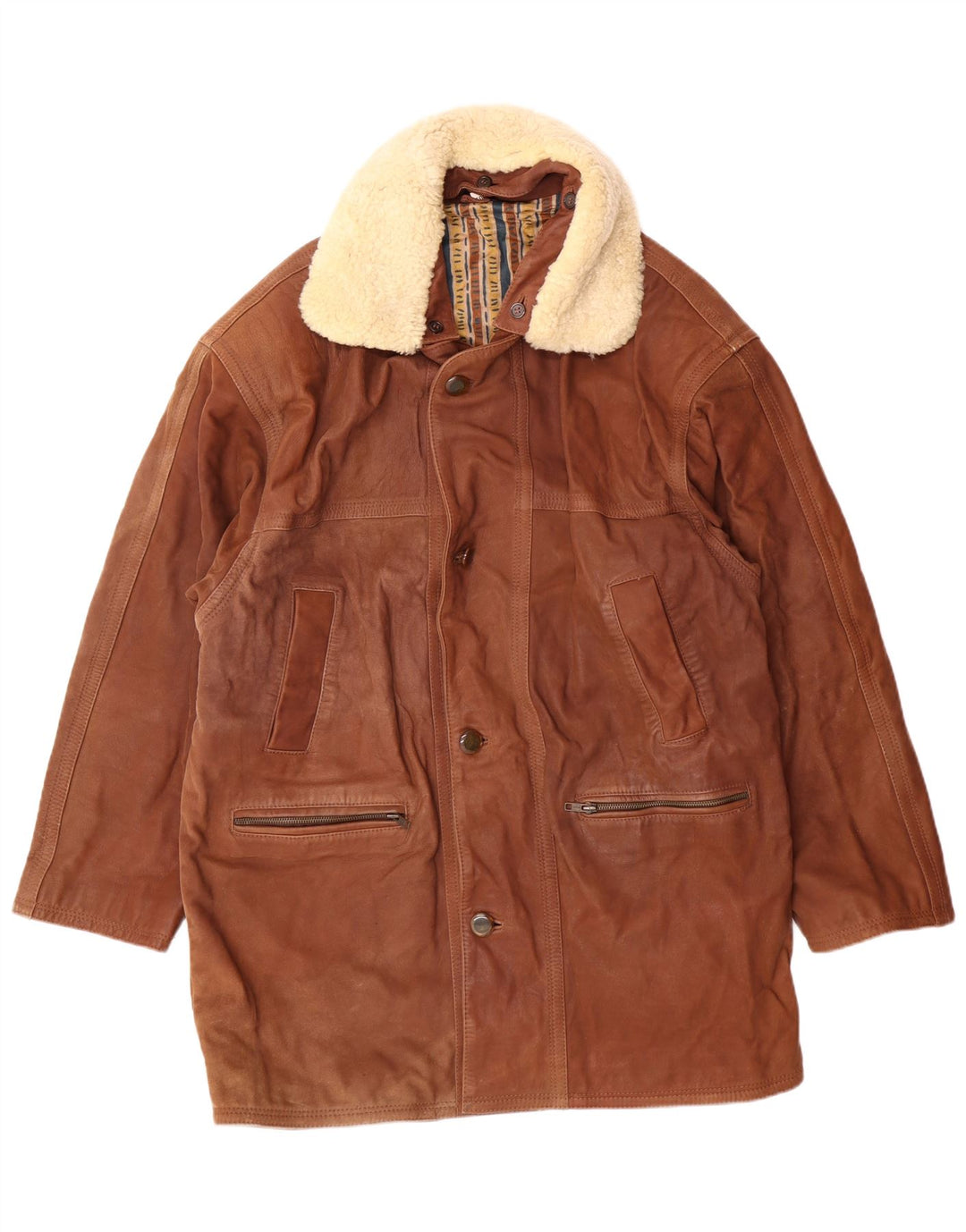 VINTAGE Manteau en cuir pour homme IT 50 Large Marron