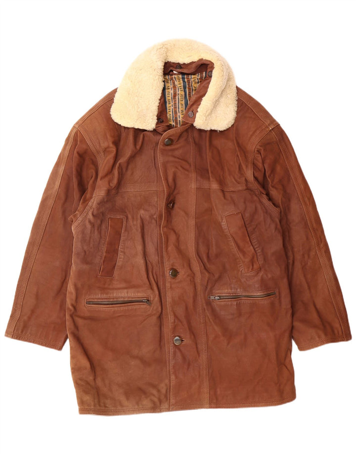 VINTAGE Manteau en cuir pour homme IT 50 Large Marron