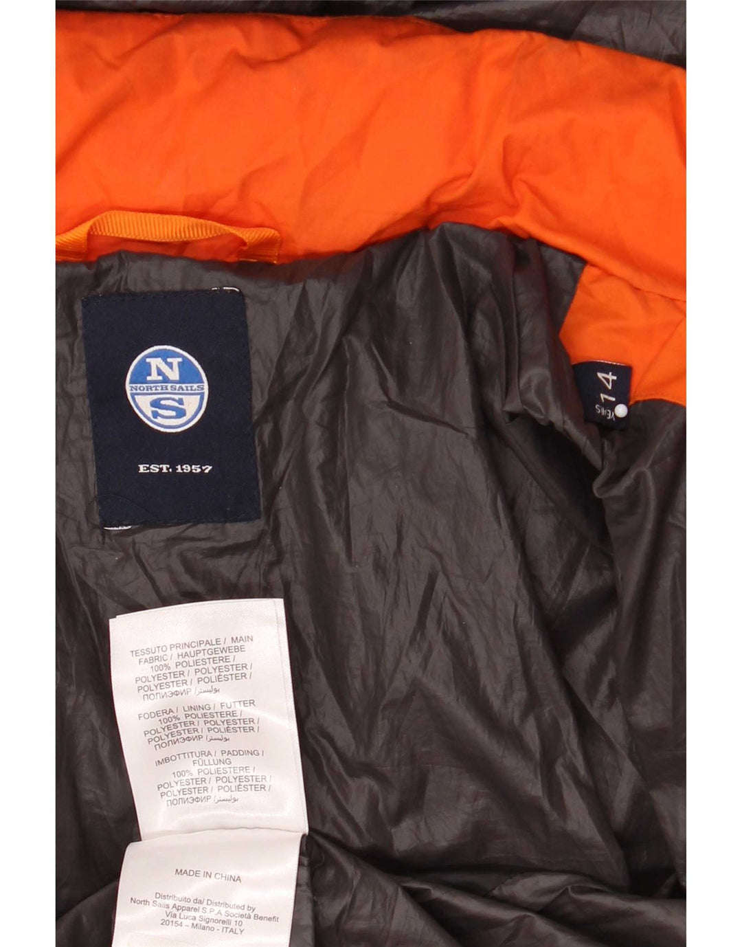 North Sails Veste matelassée graphique pour garçon 13-14 ans Orange Colourblock