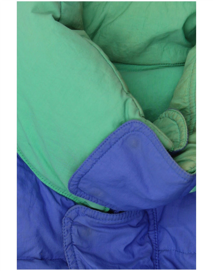 veste rembourrée surdimensionnée vintage pour homme UK 36 Petit nylon colorblock bleu