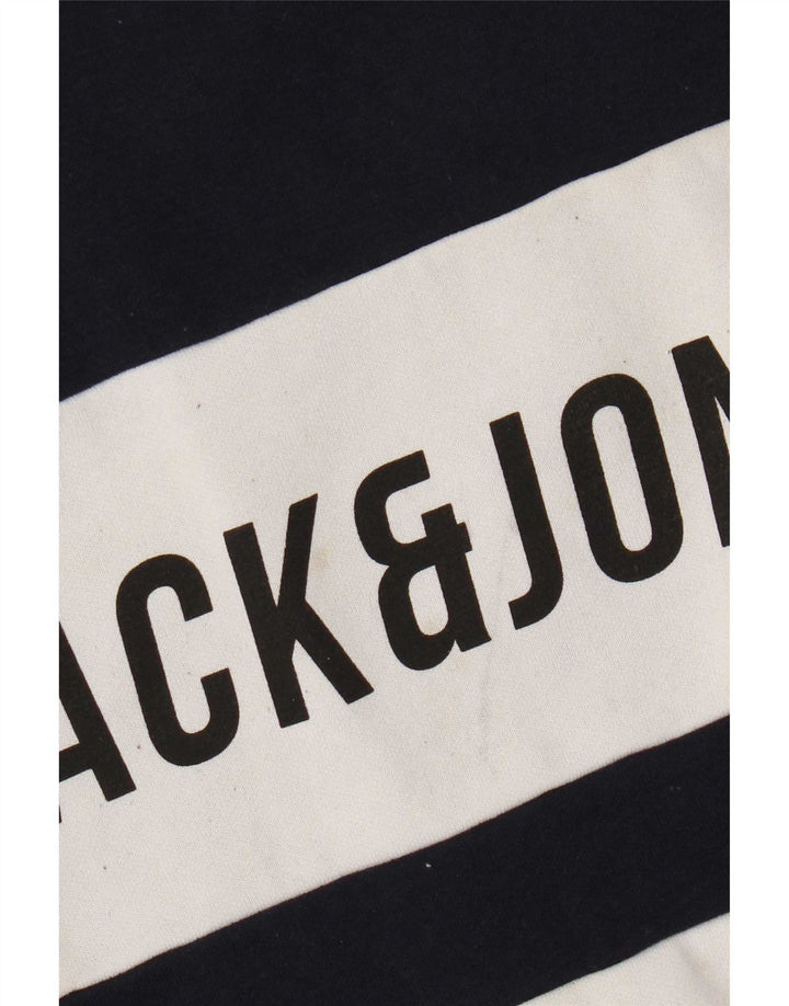 Jack & Jones Sweat-shirt graphique pour hommes, grand, bleu marine, colour block