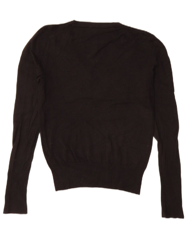 Zara Pull court à col en V pour femme UK 10 Petit Noir