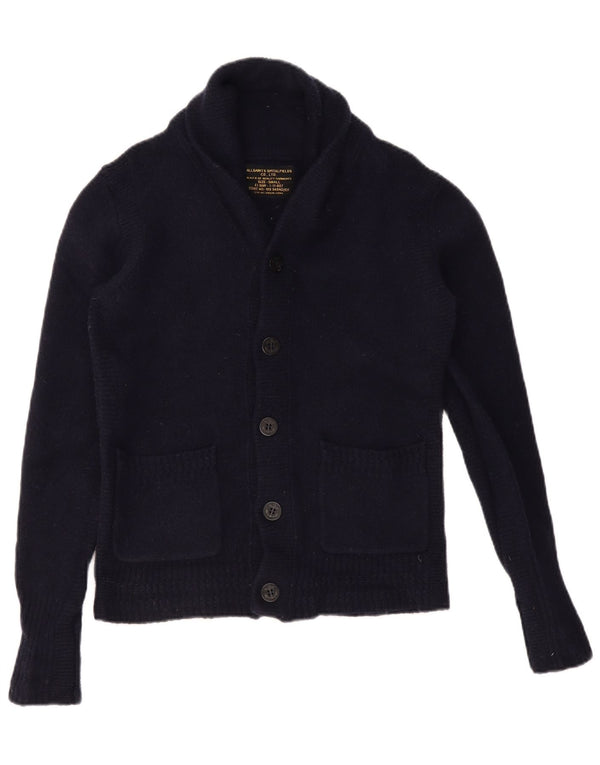 ALL SAINTS Cardigan Homme Pull Petit Bleu Marine Laine d'Agneau