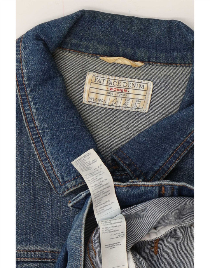Fat Face Veste en jean pour femme UK 14 Large Bleu Coton