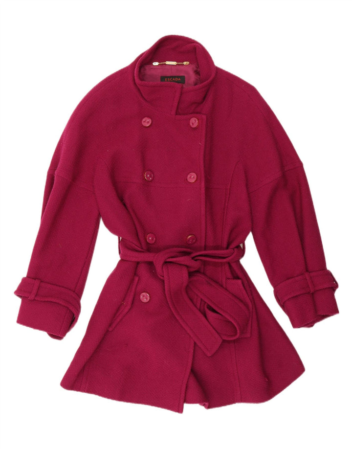 Escada Manteau Double Boutonnage Femme EU 44 XL Violet Laine Vierge