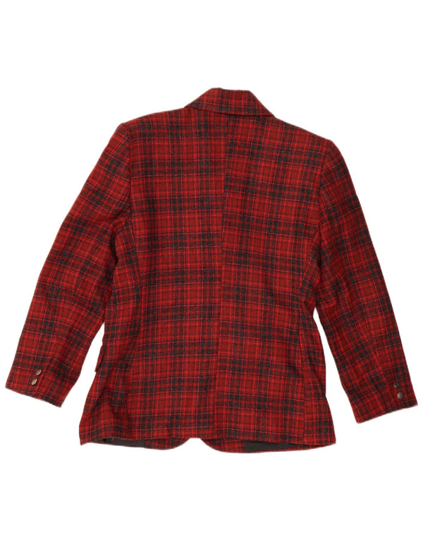 ALEXANDRA Veste blazer à 3 boutons pour femme IT 46 en laine à grands carreaux rouges