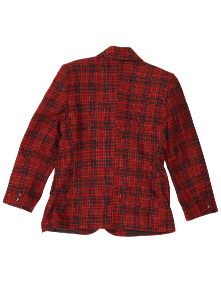 ALEXANDRA Veste blazer à 3 boutons pour femme IT 46 en laine à grands carreaux rouges