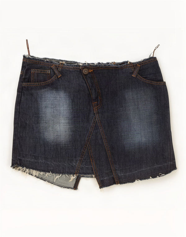 Oasis Jupe en jean pour femme UK 14 Large W34 Bleu marine Coton