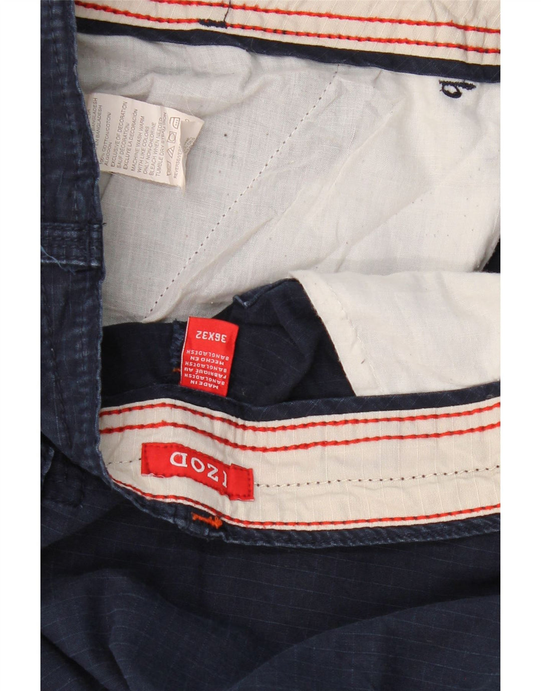 Izod Pantalon Cargo Droit Homme W36 L32 Bleu Marine Coton