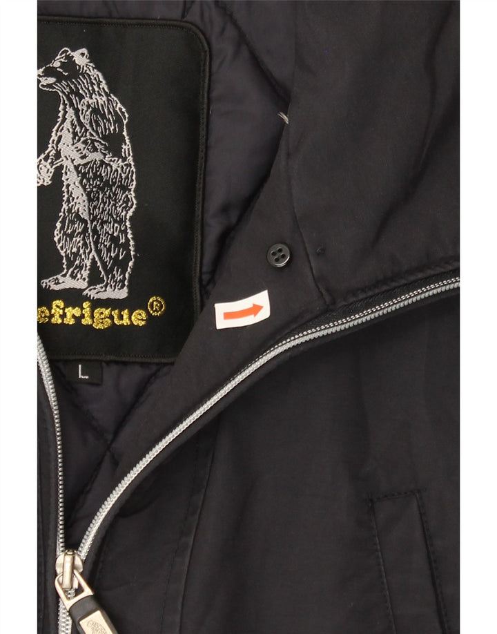 REFRIGUE Womens Bomber Jacket UK 16 Large Navy Blue Nylon Vintage Refrigue and Second-Hand Refrigue from Messina Hembry 