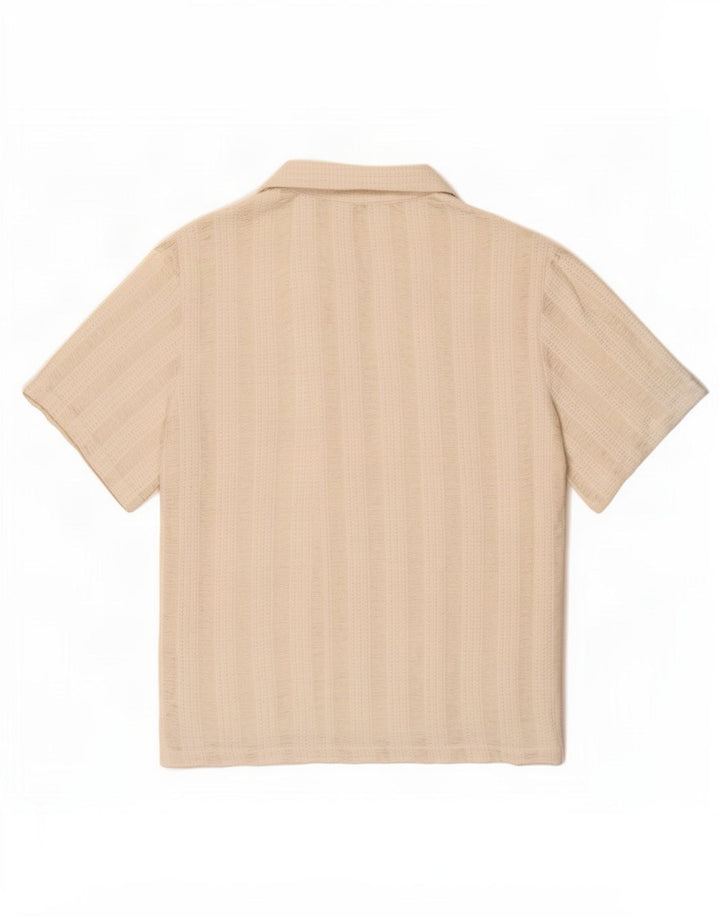 Zara Chemise en tricot à manches courtes pour hommes Grand polyester à rayures blanches