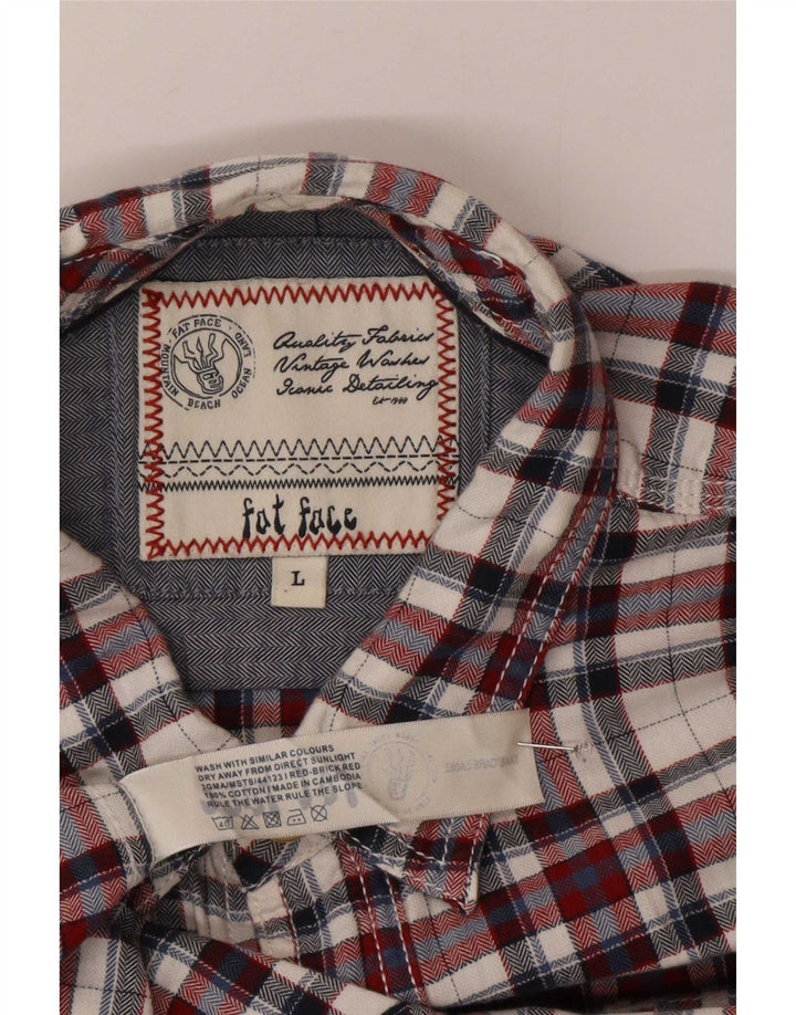 Fat Face Chemise en flanelle pour homme en coton à grands carreaux rouges