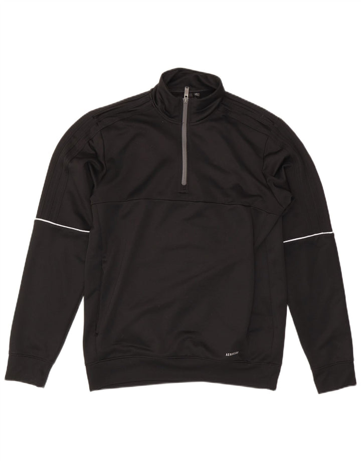 Adidas Hommes Aeroready Zip Neck Sweatshirt Jumper Moyen Noir Polyester