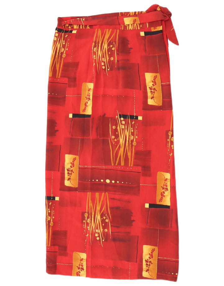 jupe portefeuille à motif abstrait vintage pour femmes W30 petit marron
