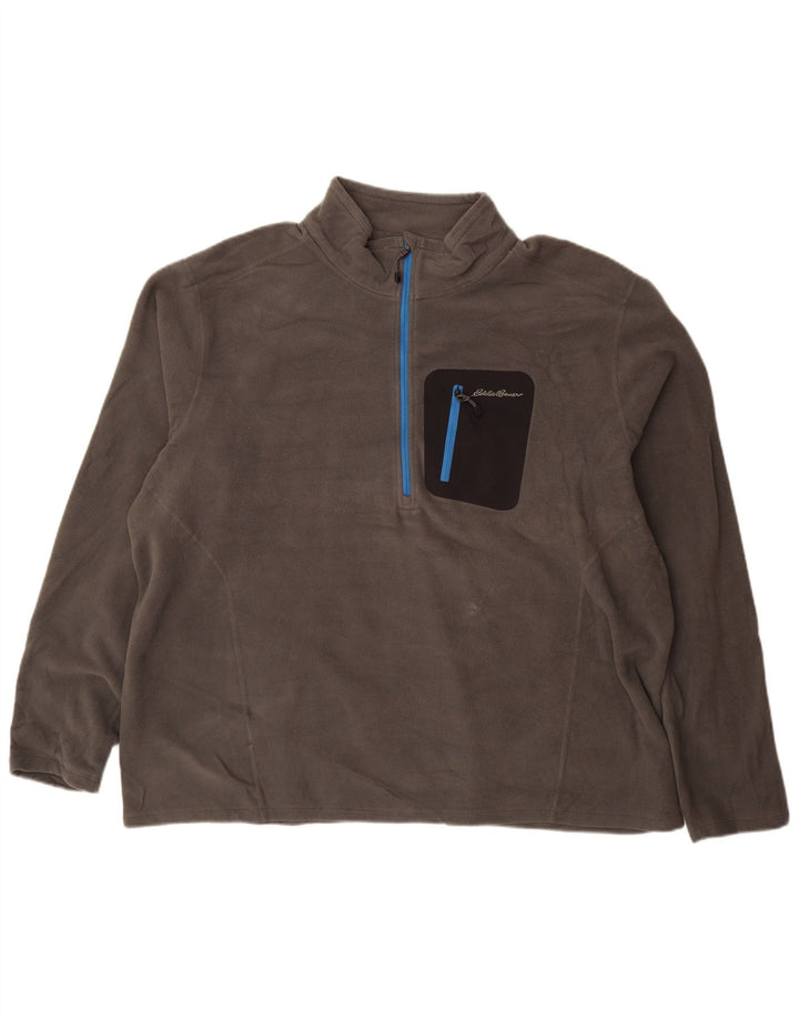 EDDIE BAUER Pull polaire à col zippé pour homme 2XL Gris Polyester