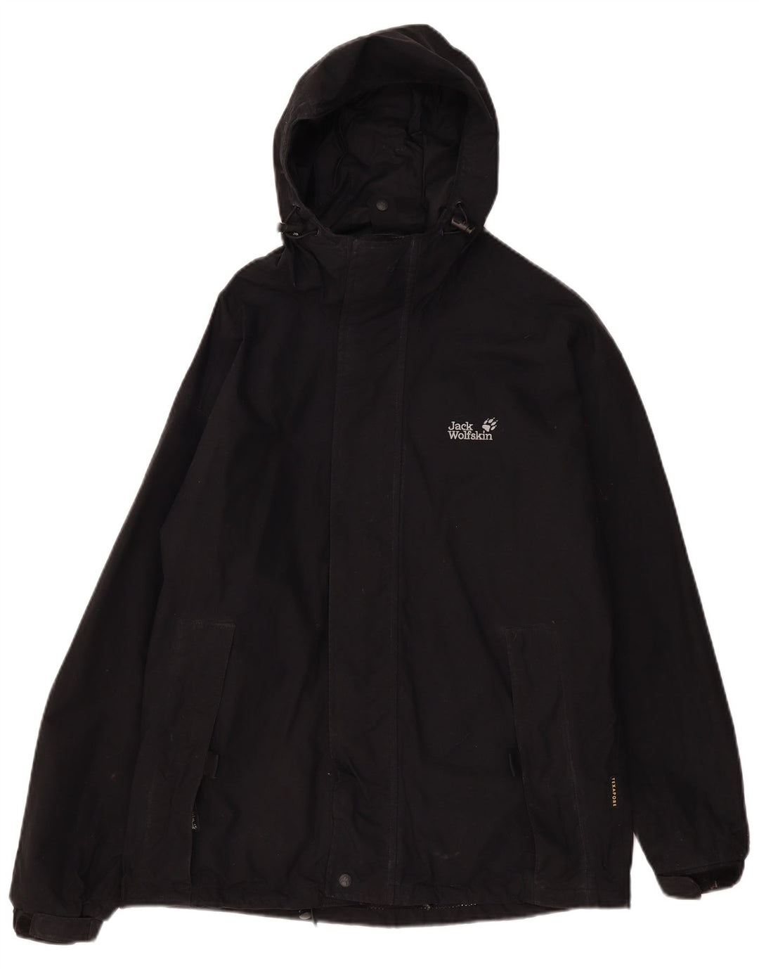 Jack Wolfskin Veste de pluie à capuche pour homme UK 36/38 Medium Noir Polyamide