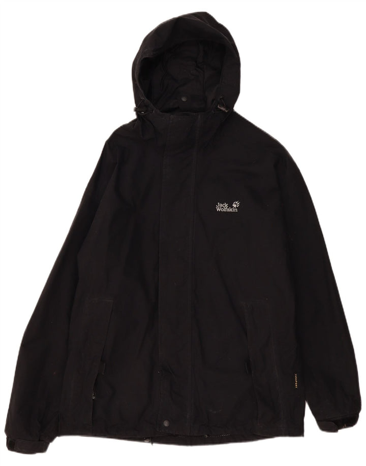 Jack Wolfskin Veste de pluie à capuche pour homme UK 36/38 Medium Noir Polyamide