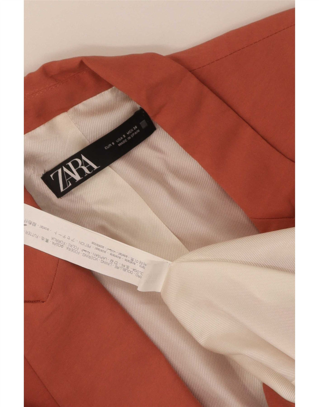 Zara Femme Blazer Ouvert Veste UK 10 Petit Orange Acétate