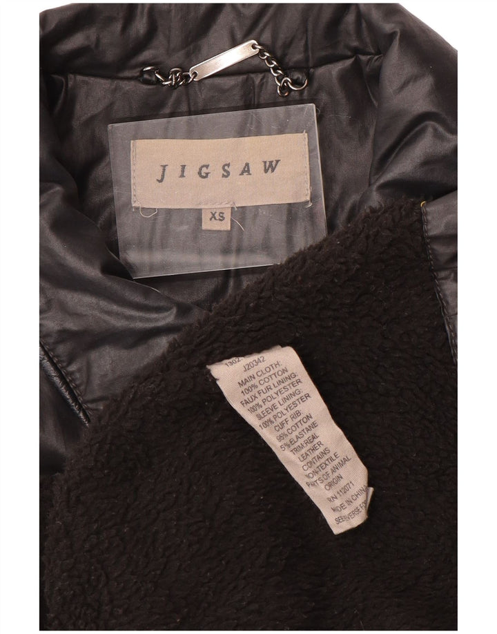 JIGSAW Veste militaire ample en coton ciré pour femme UK 6 XS en coton noir