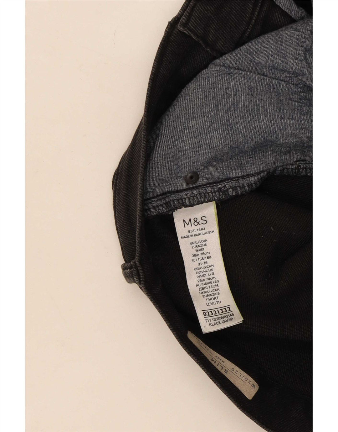 Marks & Spencer Jean Slim Femme W30 L29 Coton Noir