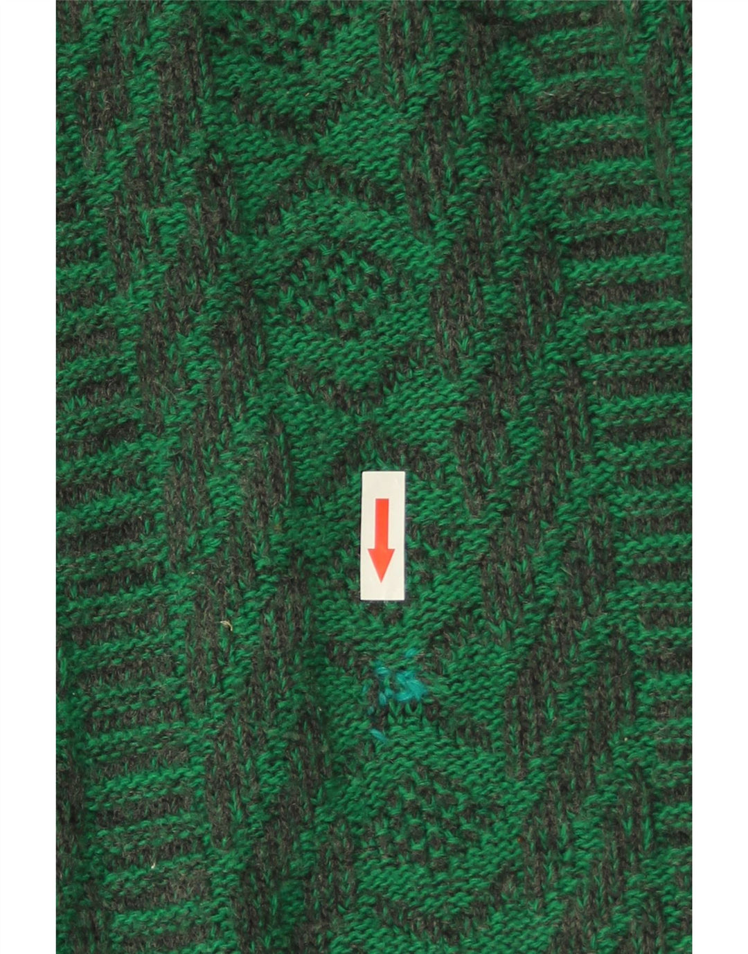 vintage Mens Crew Neck Jumper Pull Moyen Vert Géométrique