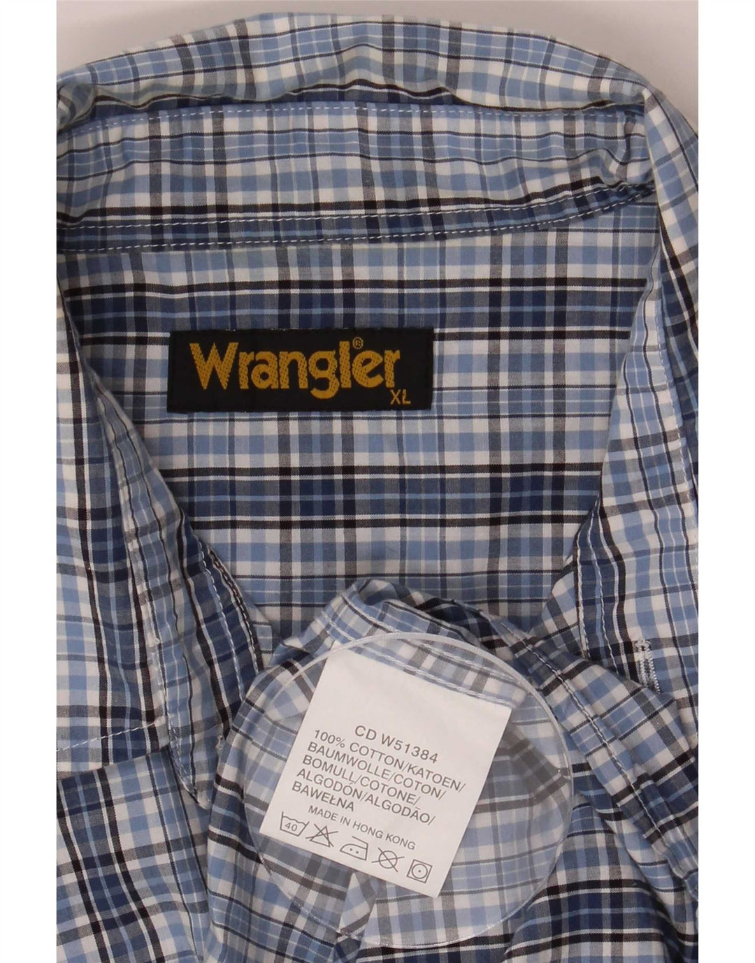 Wrangler Chemise Homme XL Bleu Carreaux Coton