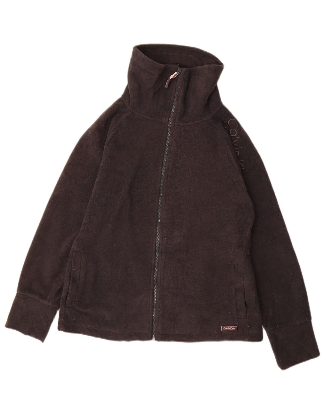 CALVIN KLEIN JEANS Veste polaire graphique pour femme UK 12 Gris moyen