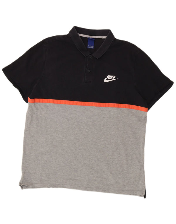 Nike Polo Homme 2XL Noir Colorblock Coton
