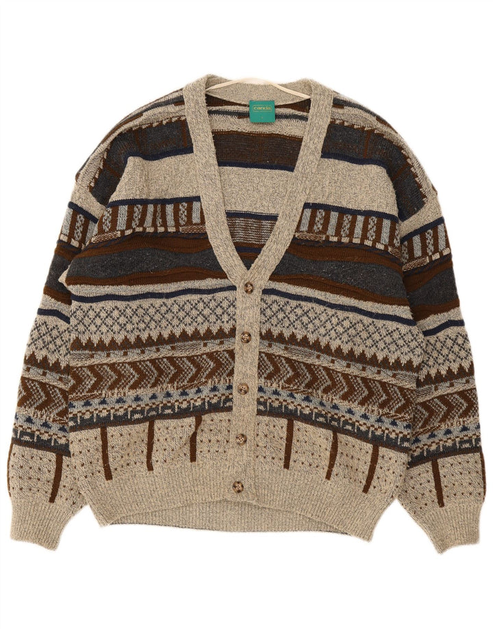 Canada Mens Cardigan Pull Grand Gris Géométrique Acrylique