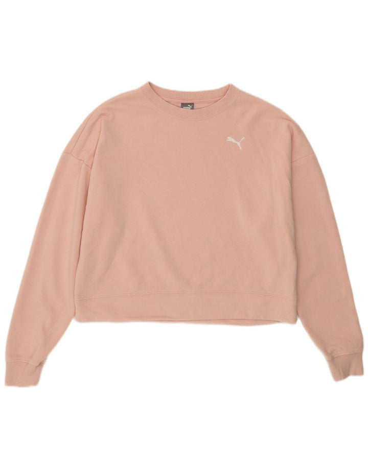 PUMA Sweat-shirt court surdimensionné pour femme UK 10 Petit coton rose