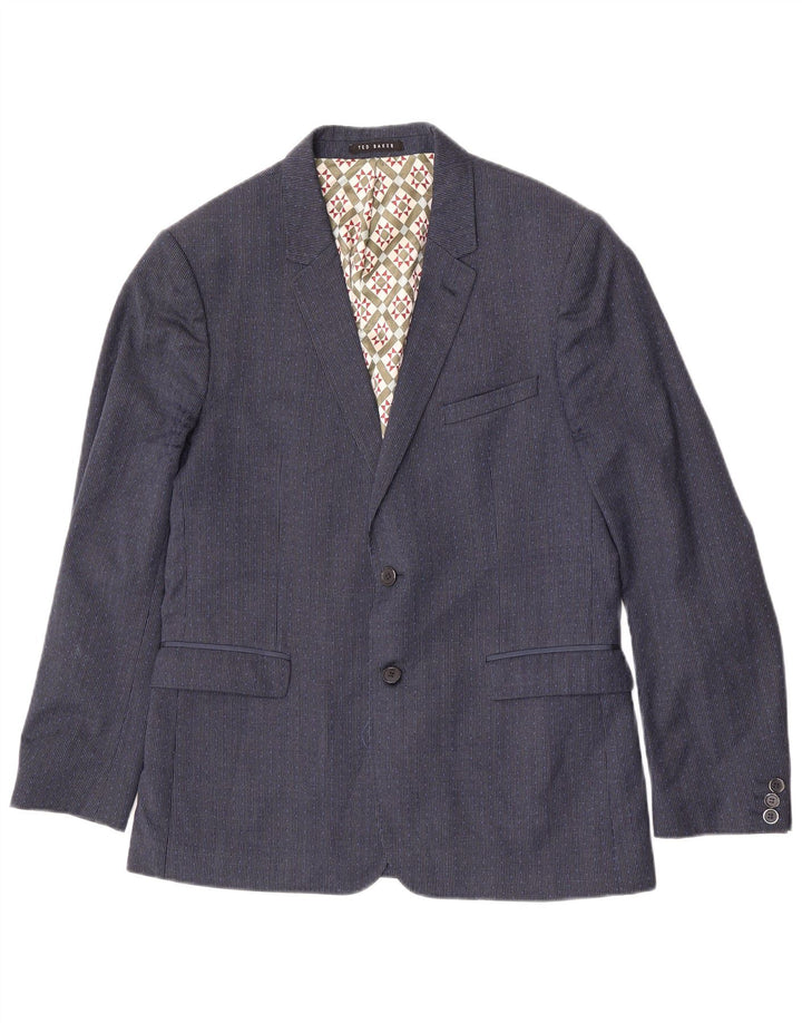 Ted Baker Veste blazer à 2 boutons pour homme UK 42 XL Bleu marine en laine pied-de-poule