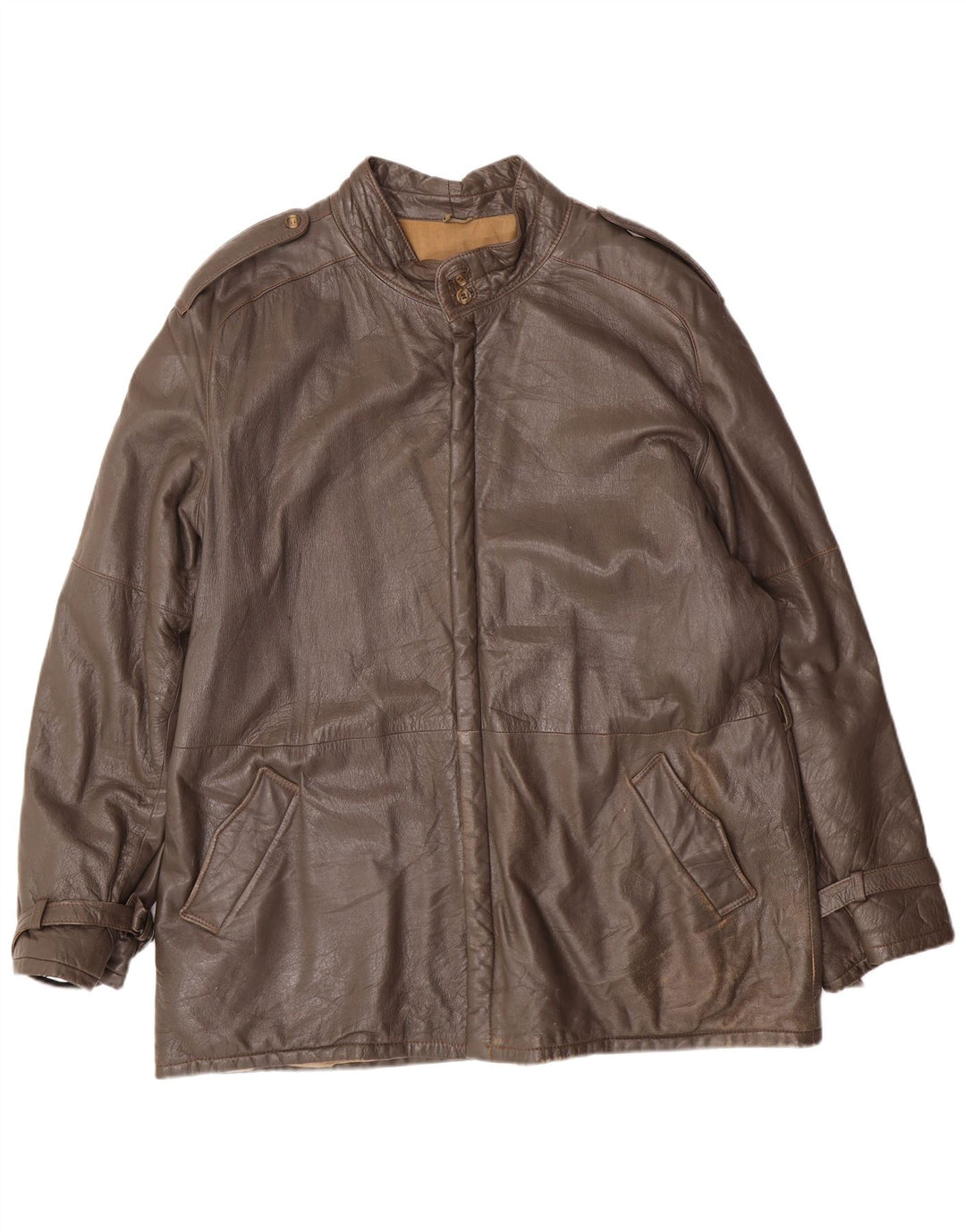 Veste en cuir militaire vintage pour hommes IT 56 3XL Cuir gris