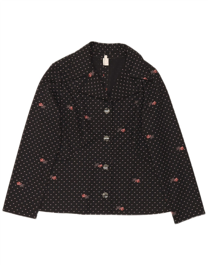 Romy Veste Blazer 4 Boutons Femme UK 14 Grand Noir Floral Polyester