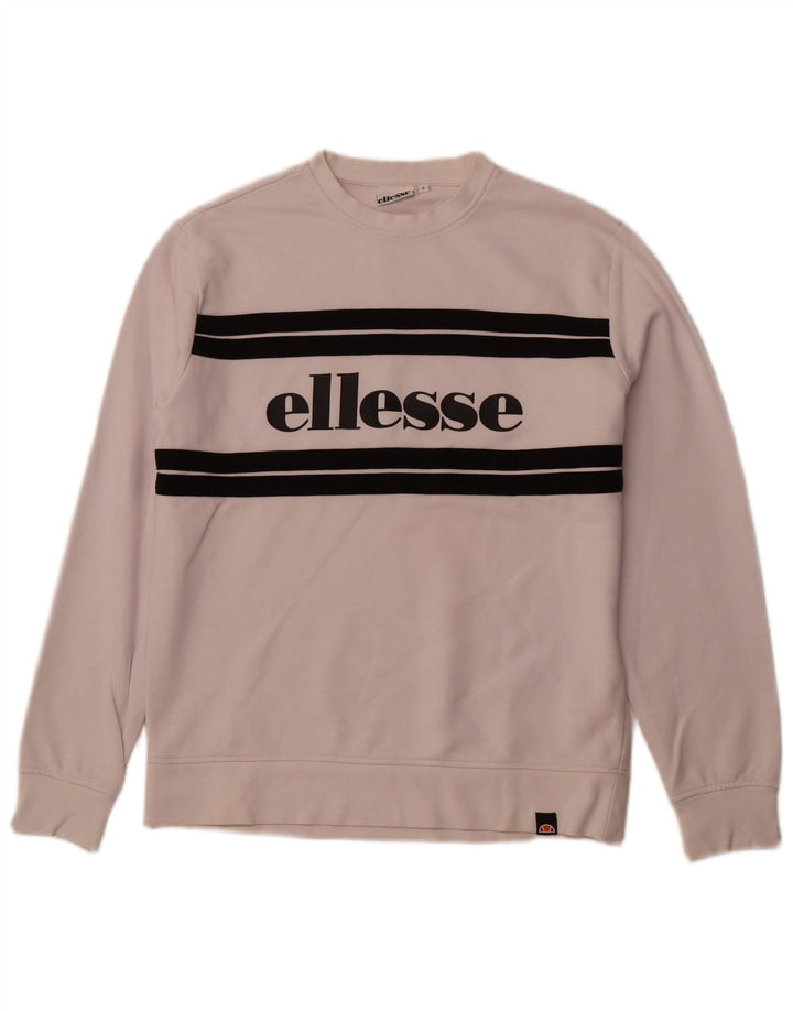 ELLESSE Sweat-Shirt Graphique Homme Petit Blanc Colorblock Coton
