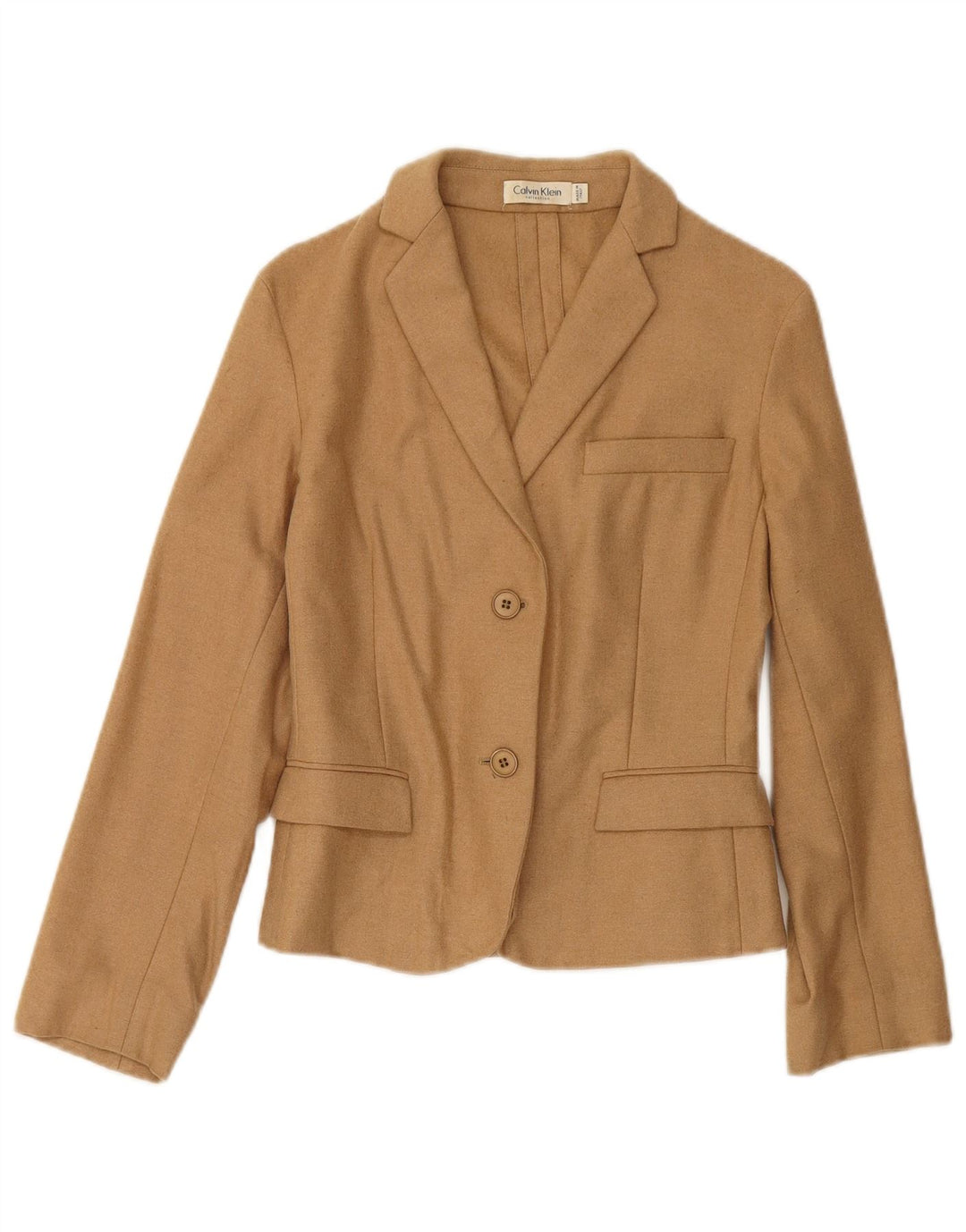 CALVIN KLEIN Veste blazer courte à 2 boutons pour femme US 6 Marron moyen