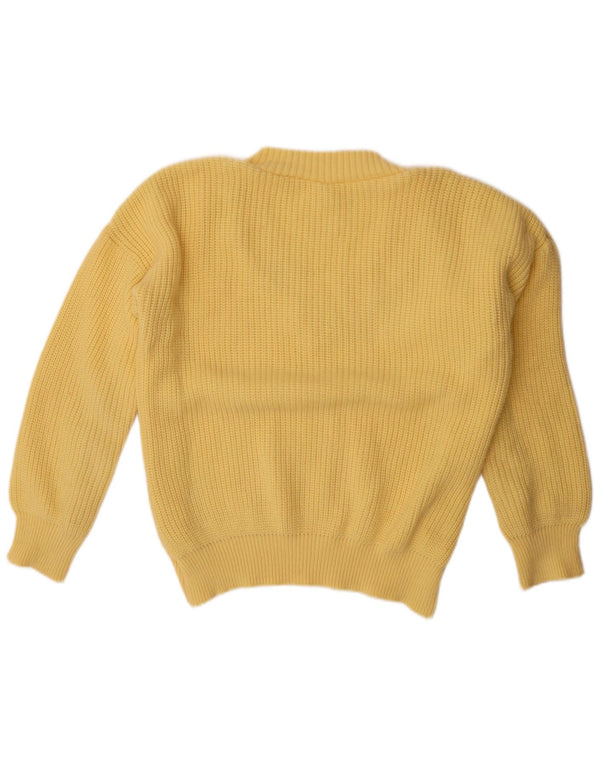 vintage Femmes V-Col Jumper Pull UK 22 3XL Jaune