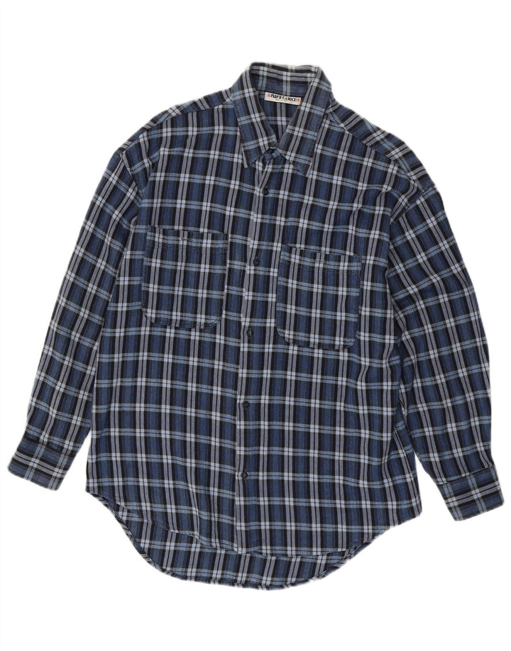 Enara Camice Chemise en flanelle pour homme en coton à petits carreaux bleus