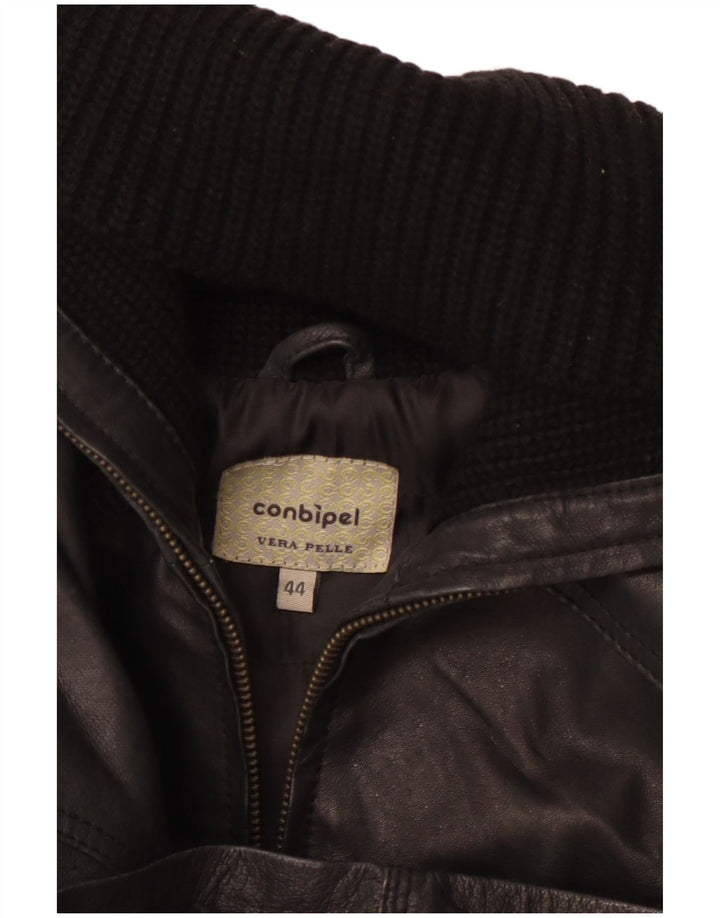 CONBIPEL Manteau en Cuir Femme IT 44 Cuir Noir Moyen